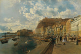 魯道夫·馮·阿爾特-1867-那不勒斯聖盧西亞海灘上的藝術印刷品美術複製品牆藝術 id-awkym6dsz