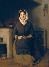 johann-baptist-reiter-1860-istuv-naine-talumajas-köök-kunstitrükk-peen-kunsti-reproduktsioon-seinakunst-id-awlqf2hym
