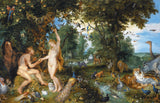 扬·布吕赫厄尔长者1615-伊甸园，与下降的人类艺术印刷精美的艺术复制品-墙-艺术-id-awlyu8bbc