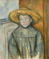 保罗·塞尚1896年，一个戴着草帽的男孩打印艺术精美的艺术复制品墙艺术id awn90wkng