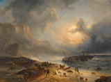 wijnand-nuijen-1837-skeppsvrak-utanför-en-klippig kust-konsttryck-finkonst-reproduktion-väggkonst-id-awnbifbxm