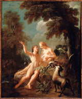 jean-joseph-dumons-1735-adamo-ed-eva-in-paradiso-stampa-d'arte-riproduzione-d'arte-arte da parete