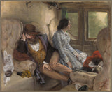 adolph-friedrich-erdmann-von-menzel-1851-in-a-railway-carriage-after-a-nights-journey-art-print-fine-art-reproducción-wall-art-id-awnqnr5bd