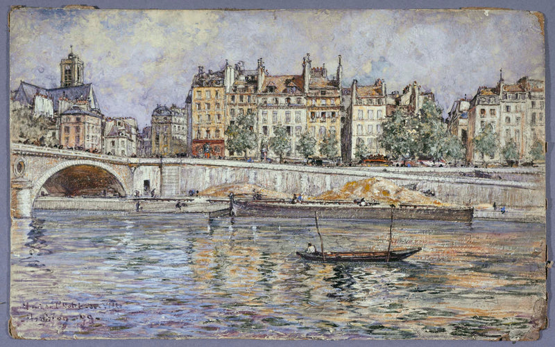 frederic-houbron-1899-the-quay-of-the-hotel-de-ville-and-pont-louis-philippe-art-print-fine-art-reproduction-wall-art