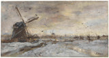 jacob-maris-1847-landskap-med-väderkvarn-i-snökonsttryck-finkonst-reproduktion-väggkonst-id-awqs9w7uq