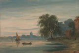 约翰·瓦利（John-Varley）1815-沿泰晤士河走向切尔西老教堂的艺术印刷精美的艺术复制品-墙上的艺术-id-awr1ik5tz