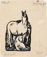 leo-gestel-1935-brez naslova-ležeči-konj-in-žrebe