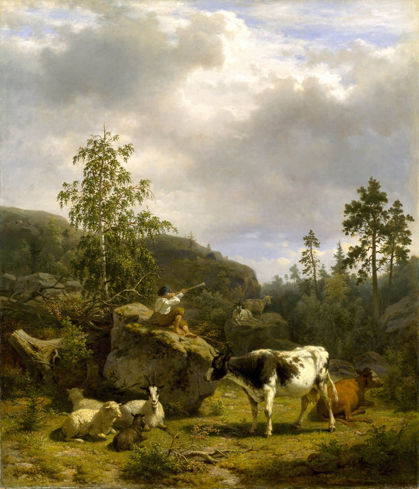 nils-andersson-1856-forest-landscape-with-a-shepherd-boy-and-cattle-art-print-fine-art-reproduction-wall-art-id-awsvp4neb