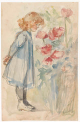 јозеф-израелс-1834-стоји-девојка-у-цветном врту-уметност-штампа-ликовна-репродукција-зид-уметност-ид-аву3вцз2н