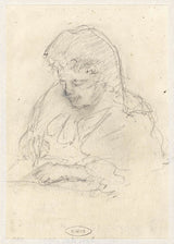 jozef-israels-1834-skrivande-kvinna-konst-tryck-finkonst-reproduktion-väggkonst-id-awvstnyg7