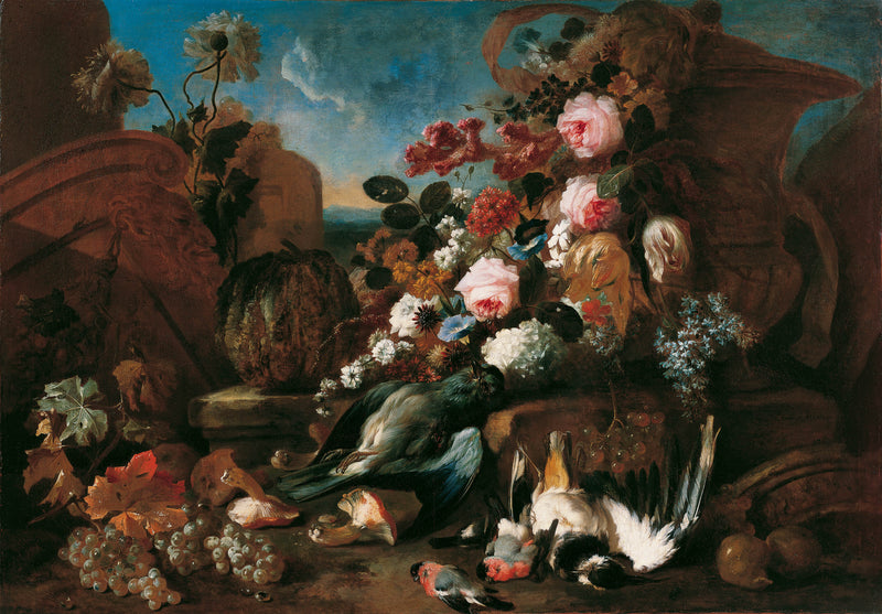 franz-werner-tamm-1712-still-life-with-flowers-dead-birds-and-ruin-pieces-art-print-fine-art-reproduction-wall-art-id-awwiyxmyy