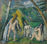 保羅塞尚 1879 年三浴者藝術印刷美術複製品牆壁藝術