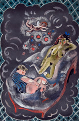 朱尔斯·帕辛（Jules-Pascin）1920年创作的两幅人物和丘比特艺术印花精美艺术复制品墙艺术艾德·阿普维德（uewpmdvue）