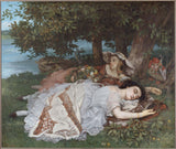 gustave-courbet-1857，女士们来自塞纳河夏季艺术的银行，打印精美的艺术复制品，墙上的艺术