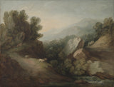 托馬斯·蓋恩斯伯勒-1783-岩石樹木繁茂的景觀與戴爾和堰藝術印刷品美術複製品牆藝術 ID-awz8a89x0