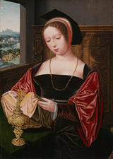 ქალის ნახევარსიგრძის ოსტატი 1530 ქალბატონი კითხულობს წმინდა მერი მაგდალინელის ხელოვნებას ბეჭდვითი ხელოვნების ნიმუშების რეპროდუქცია-კედლის ხელოვნება id-awzapgvny