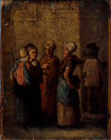 查尔斯·雷蒙德·夏布里亚克-1852 年街头妇女团体艺术印刷美术复制品墙壁艺术