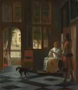 Pieter-de-Hoch-1670-Vīrietis-ieejas-ieejas-mākslas-drukas-mākslas-reprodukcijas-mākslas-reproducēšanas-sievietei-vēstuli pasniedz-vīrietis- ax1d9u1bg