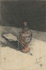 弗朗索瓦·邦萬-1878-帶有彈簧藝術印刷品的墨水瓶靜物畫精美藝術複製品牆藝術 ID-ax3o76fgb