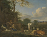 adriaen-van-de-velde-1664-arkadiese-landskap-met-rustende-herders-en-diere-kunsdruk-fynkuns-reproduksie-muurkuns-id-ax5725p1l