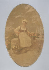 anoniem-1900-boer-zittend-bij-twee-manden-met-appels-decoratief-schilderij-cafe-de-paris-kunst-print-fine-art-reproductie-muurkunst