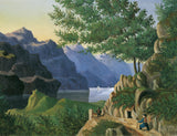 e-guenther-lago-de-montaña-con-excursionistas-impresión-de-bellas-artes-reproducción-arte-de-pared-id-axatrhi3g