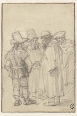 伦勃朗·范·瑞恩1650年-四人正在谈论艺术印刷精美的艺术复制品墙艺术ID-AXC075TM6