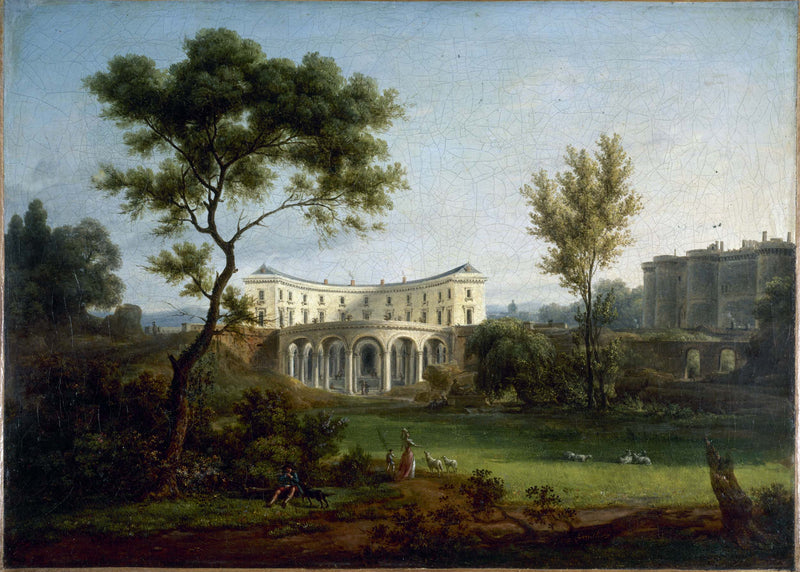 jean-baptiste-francois-genillion-1788-the-house-of-beaumarchais-and-the-bastille-art-print-fine-art-reproduction-wall-art