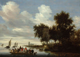 salomon-van-ruysdael-1649-reka-pokrajina-s trajektom-umetnostni tisk-fine-umetnosti-reprodukcije-stenske-umetnosti-id-axde3rrnz