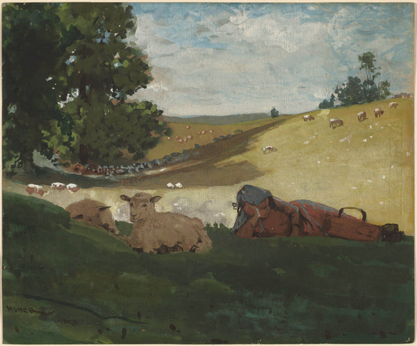 winslow-homer-1878-warm-afternoon-shepherdess-art-print-fine-art-reproduction-wall-art-id-axdh5p6c7