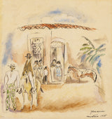 jules-pascin-1915-figure-nhóm-người đàn ông với-màu xanh lá cây-kẻ sọc-quần-nghệ thuật-in-mỹ thuật-tái sản-tường-nghệ thuật-id-axdhenj67