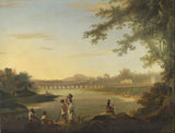 威廉·霍奇斯1783年，马麦隆桥在前景艺术印刷中带有sepoy和本土人的精细复制品，艺术复制品的墙体艺术编号axdnm8j3c