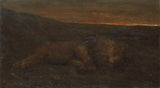 John-Macallan-Swan-1870-śpiący-lew-w-nocy-druk-sztuka-reprodukcja-dzieł sztuki-sztuka-ścienna-id-axetqunh6