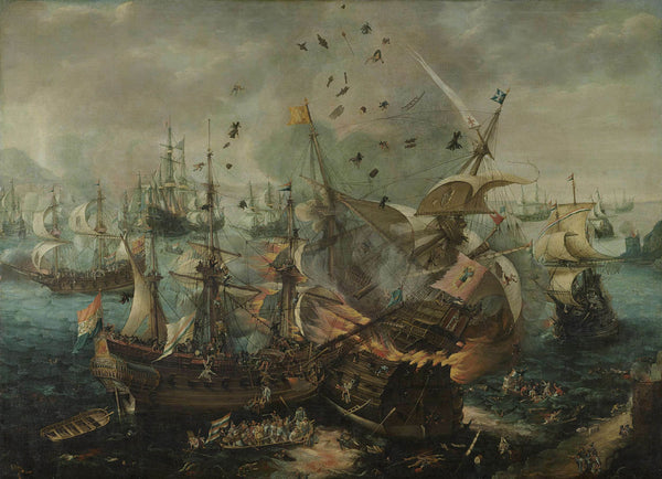 cornelis-claesz-van-wieringen-1621-the-explosion-of-the-spanish-flagship-during-the-battle-art-print-fine-art-reproduction-wall-art-id-axftyvbph