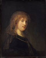 rembrandt-van-rijn-1840-saskia-van-uylenburgh-żona-artysty-druk-reprodukcja-dzieł sztuki-sztuka-ścienna-id-axmyml2kv