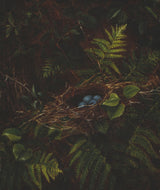 fidelia-bridges-1863-birds-nest-and-ferns-art-print-fine-art-reproduction-wall-art-id-axofx4f0k