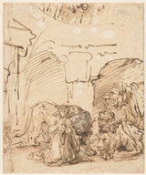 rembrandt-van-rijn-1650-daniel-in-the-lionsden-art-print-reprodukcja-dzieł sztuki-sztuka-ścienna-id-axqbukxal