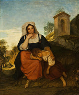 joseph-severn-1831-italiensk kvinna-och-hennes-dotter-konsttryck-finkonst-reproduktion-väggkonst-id-axqoex9kn