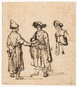 伦勃朗·范·瑞恩（Rembrandt-van-rijn）-1643年，三个东方人谈艺术印刷精美的艺术复制品墙艺术ID-axui8mg0e