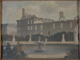 匿名 - 1880 年 - 杜樂麗宮景觀 - 城鎮火災後的馬桑館和劇院藝術版畫的側翼 -美術複製品牆壁藝術