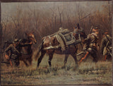edouard-detail-1881-militär-scen-dirigerande-mobil-ambulans-mulor-fragment-champigny-panorama-konst-tryck-fin-konst-reproduktion-vägg-konst