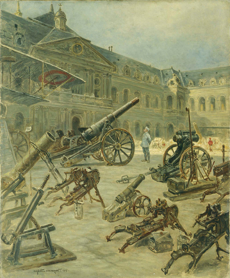 eugene-chaperon-1917-trophies-of-war-in-the-courtyard-of-the-invalides-in-1917-art-print-fine-art-reproduction-wall-art