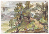 约瑟夫·以色列1834年，树木繁茂的丘陵艺术印刷精美的艺术复制品墙壁艺术ID-Axxdxftv3