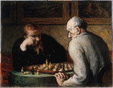 Honore-daumier-1863-國際象棋棋手藝術印刷美術複製品牆藝術