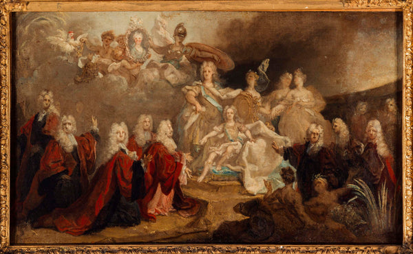 nicolas-de-largillierre-1722-allegory-of-the-engagement-of-louis-xv-with-the-infanta-marie-anne-victoire-of-spain-1722-art-print-fine-art-reproduction-wall-art