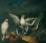 菲利普·费迪南德·德·哈密尔顿1748年的白色猎鹰，带有苍鹭的艺术印刷精细的艺术复制品墙体艺术iday1svnh6x