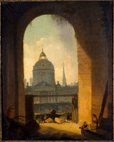 pierre-antoine-demachy-1780-koledž-četiri-nacije-vidjen-sa-ulaza-u-dvorište-luvra-umjetnička-štampa-likovne-umjetničke-reprodukcije- zidna umjetnost