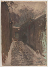 adolphe-ernest-gumery-1901-berton-street-under-snow-art-print-fine-art-reprodução-arte de parede