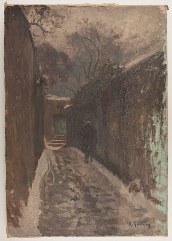 adolphe-ernest-gumery-1901-berton-street-under-snow-art-print-fine-art-reproduction-wall-art