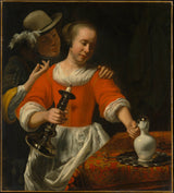 cornelis-bisschop-1660-'n-jong-vrou-en-'n-kavalier-kunsdruk-fynkuns-reproduksie-muurkuns-id-ay6dt43mv